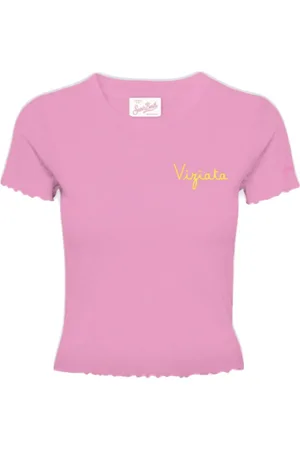 MC2 SAINT BARTH Femme, Tops, Rose, Taille: 38 FR T-shirt en coton avec impression Viziata
