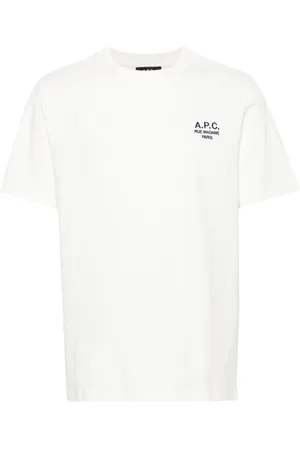 A.P.C. Homme, Tops, Blanc, Taille: S T-shirt en coton avec code designer