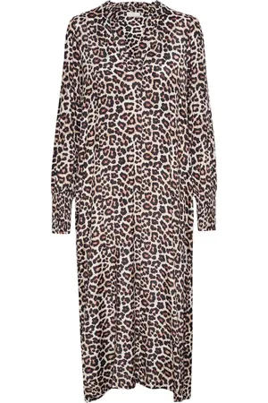 Kaffe Femme, Robes, Brun, Taille: 38 FR Robe à Imprimé Léopard Abstrait