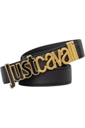 Roberto Cavalli Femme, Accessoires, Noir, Taille: 85 CM Ceinture Femme avec Lettrage Métallique