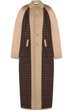 Moschino Femme, Manteaux, Brun, Taille: 36 FR Manteau Deux-Tons en Coton et Laine