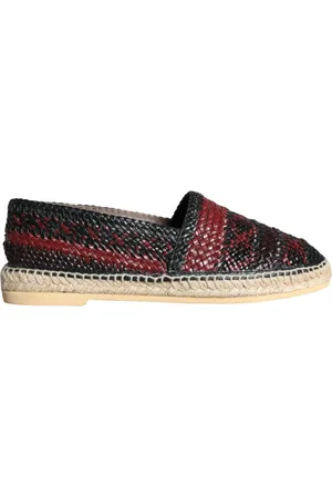 Dolce & Gabbana Homme, Chaussures, Noir, Taille: 42 EU Espadrilles en cuir tissé noir et châtaigne