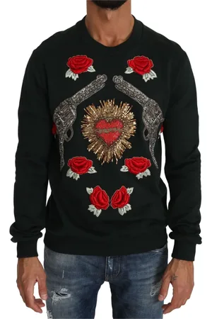 Dolce & Gabbana Homme, Sweatshirts et sweats à capuche, Vert, Taille: L Cœur de Cristal Pull en Coton Vert