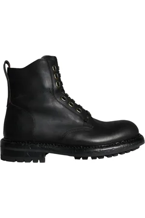Dolce & Gabbana Homme, Chaussures, Noir, Taille: 40 EU Bottes Mi-Mollet en Cuir Noir