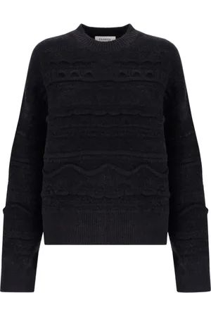 LANEUS Femme, Pulls, Noir, Taille: 36 FR Pull à Col Rond Jacquard