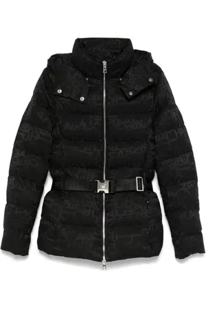 Elisabetta Franchi Femme, Vestes, Noir, Taille: 38 FR Doudoune Noire avec Ceinture Logo