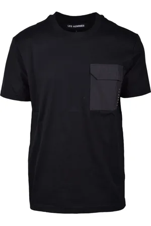 Les Hommes Homme, Tops, Noir, Taille: S T-shirt Noir Col Rond Homme