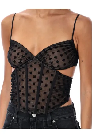 MISBHV Femme, Tops, Noir, Taille: 40 FR Corset en maille avec monogramme noir Topwear