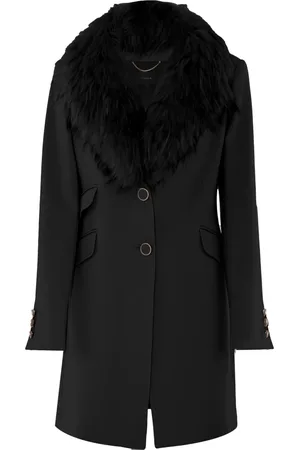 Kocca Femme, Manteaux, Noir, Taille: 42 FR Manteau à Col en Fourrure