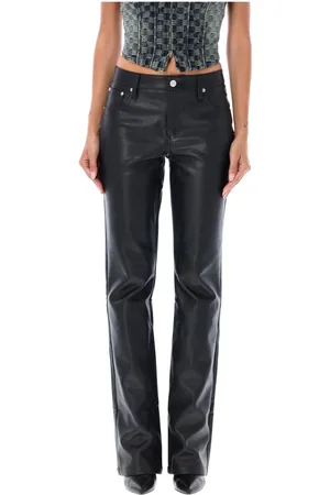 MISBHV Femme, Pantalons, Noir, Taille: 42 FR Pantalon noir en cuir végétal Aw24