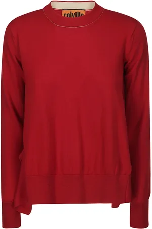 Colville Femme, Pulls, Rouge, Taille: 40 FR Pull asymétrique à col rond avec ouverture latérale