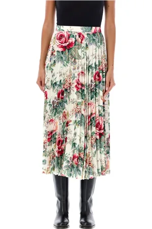 JUNYA WATANABE Femme, Jupes, Multicolore, Taille: 40 FR Jupe Midi Plissée Florale Off Whte/rose