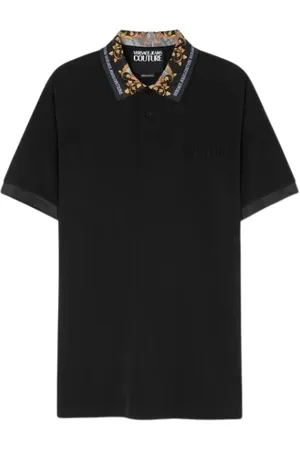VERSACE Homme, Tops, Noir, Taille: 3XL Polo Baroque Noir
