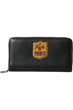 Dolce & Gabbana Homme, Accessoires, Noir, Taille: ONE Size Portefeuille en cuir noir avec logo et fermeture éclair