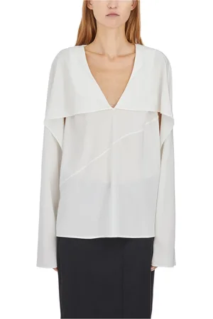 Helmut Lang Femme, Blouses et Chemises, Blanc, Taille: 40 FR Chemisier en Soie à Col en V