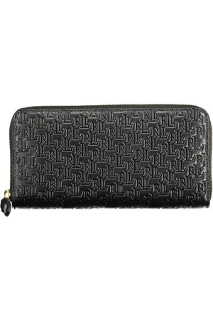 Ralph Lauren Femme, Accessoires, Noir, Taille: ONE Size Portefeuille en cuir noir avec fermeture éclair