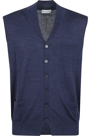 BALLANTYNE Homme, Vestes, Bleu, Taille: XL Gilet en Laine Bleu Design Classique