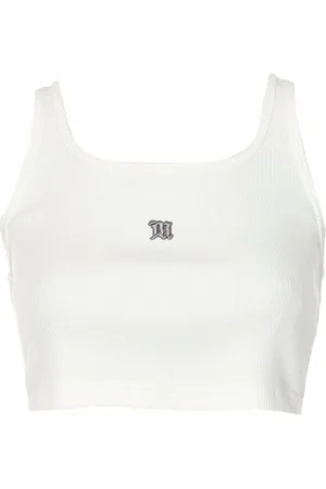 MISBHV Femme, Tops, Blanc, Taille: 42 FR Débardeur court avec logo brodé