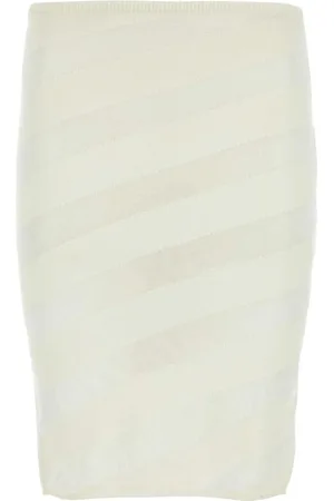 Gimaguas Femme, Jupes, Blanc, Taille: 38 FR Elegant Ivory Viscose Blend Skirt