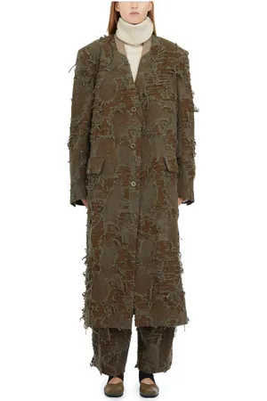 UMA WANG Femme, Manteaux, Brun, Taille: 40 FR Manteau en Laine Mots Croisés