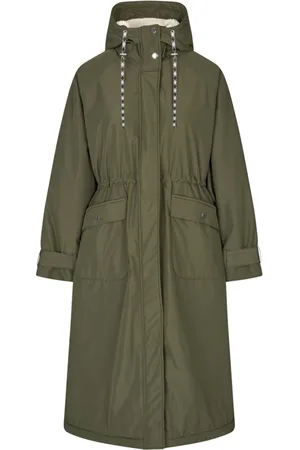 Lollys Laundry Femme, Manteaux, Vert, Taille: 36 FR Manteau Long Parka Vert Foncé Élégant