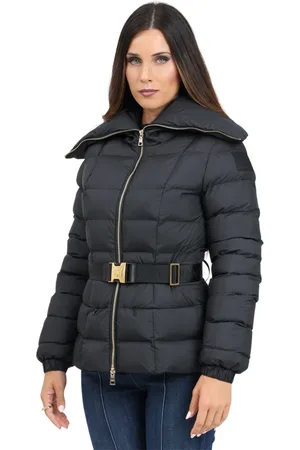 Elisabetta Franchi Femme, Vestes, Noir, Taille: 42 FR Doudoune noire en nylon pour femmes