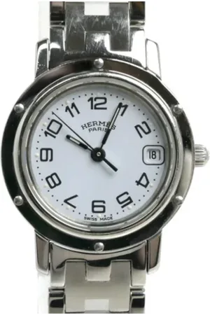 Hermès Femme, Pre-owned, Blanc, Taille: ONE Size Pre-owned Acier inoxydable montres
