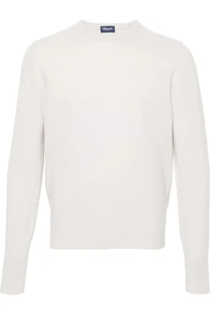 DRUMOHR Homme, Pulls, Gris, Taille: M Pull en Cachemire Gris Clair à Col Rond