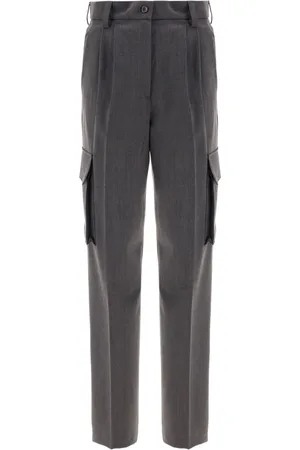 HERNO Femme, Pantalons, Gris, Taille: 40 FR Pantalon Cargo en Mélange de Laine Gris