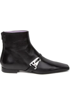 Msgm Femme, Chaussures, Noir, Taille: 40 EU Bottines en Cuir à Bout Carré