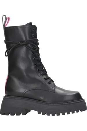 3Juin Femme, Chaussures, Noir, Taille: 37 EU Bottines noires en cuir avec talon de 6 cm
