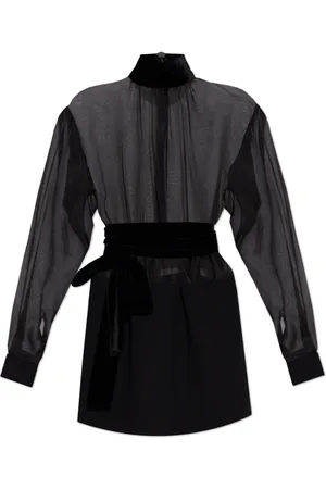 Dolce & Gabbana Femme, Robes, Noir, Taille: 36 FR Robe transparente avec ceinture en velours