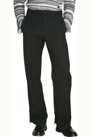 Kiko Kostadinov Homme, Pantalons, Noir, Taille: L Pantalon en Laine Zig Zag