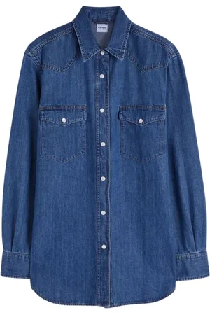 Aspesi Femme, Blouses et Chemises, Bleu, Taille: 36 FR Chemise Western en Denim Longue