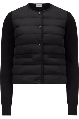 Moncler Femme, Pulls, Noir, Taille: 42 FR Cardigan Rembourré en Laine Mérinos