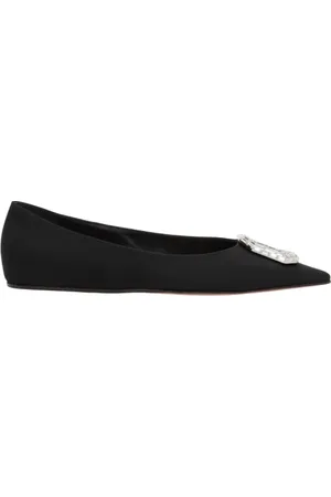 Amina Muaddi Femme, Chaussures, Noir, Taille: 38 EU Chaussures plates ornées de cristaux
