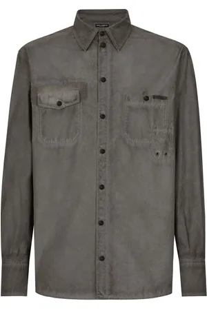 Dolce & Gabbana Homme, Chemises, Gris, Taille: L Chemise Casual en Coton Bleu