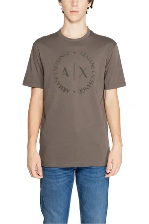 Armani Exchange Homme, Tops, Brun, Taille: S T-shirt Marron Col Rond Uni