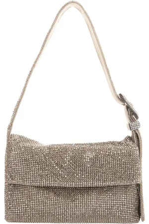 BENEDETTA BRUZZICHES Femme, Sacs, Gris, Taille: ONE Size Sac à Bandoulière en Platine avec Cristaux et Rabat