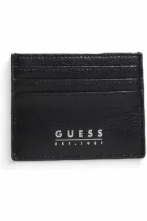 Guess Homme, Accessoires, Noir, Taille: ONE Size Portefeuille en cuir noir avec poches intérieures