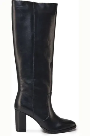 carmens Femme, Chaussures, Noir, Taille: 38 EU Bottes en Cuir Noir Fermeture Éclair Talon Carré