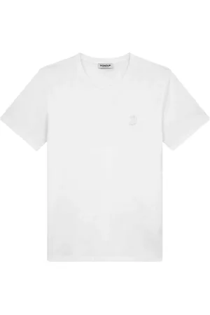 Dondup Homme, Tops, Blanc, Taille: S T-shirt Blanc avec Logo Brodé