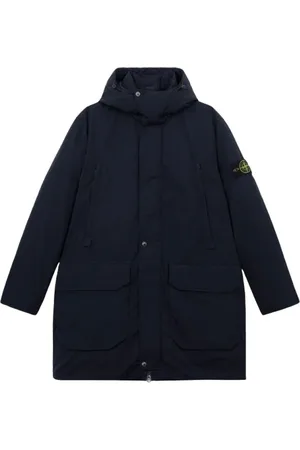 Stone Island Homme, Manteaux, Bleu, Taille: S Parka Longue Bleu Marine en Duvet