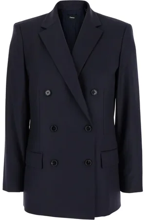 THEORY Femme, Vestes, Bleu, Taille: 36 FR Veste Élégante Boxy