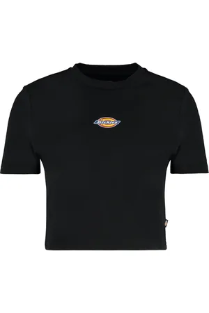 Dickies Femme, Tops, Noir, Taille: 40 FR T-shirt Crop avec Détail Logo