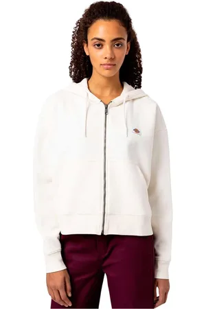 Dickies Femme, Sweatshirts et sweats à capuche, Blanc, Taille: 38 FR Cardigan Blanc avec Fermeture Éclair et Logo