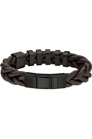 Police Homme, Accessoires, Noir, Taille: ONE Size Bracelet Homme Cuir Acier Inoxydable Noir Gear Peagb2211526
