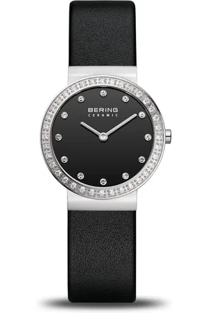 Bering Femme, Accessoires, Noir, Taille: ONE Size Montre Femme Céramique 29 mm Bracelet Cuir Céramique 10729-443
