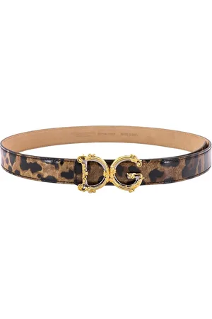 Dolce & Gabbana Femme, Accessoires, Brun, Taille: 90 CM Ceinture Animalier en Cuir Marron