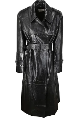 Sportmax Femme, Manteaux, Noir, Taille: 36 FR Manteau en Cuir Élégant à Boutons
